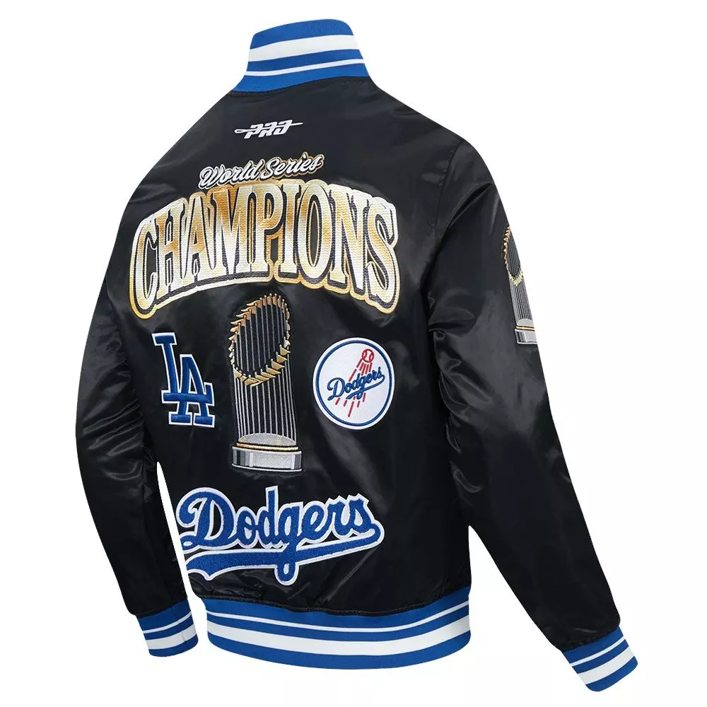 Pro Standard Men's MLB Los Angeles Dodgers World Series 2025 Pro Satin YD Rib Jacket - BLACK/BLUE