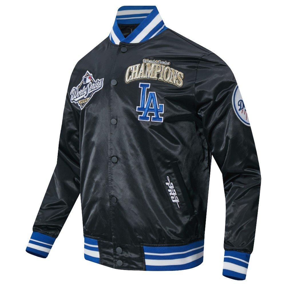Pro Standard Men's MLB Los Angeles Dodgers World Series 2025 Pro Satin YD Rib Jacket - BLACK/BLUE