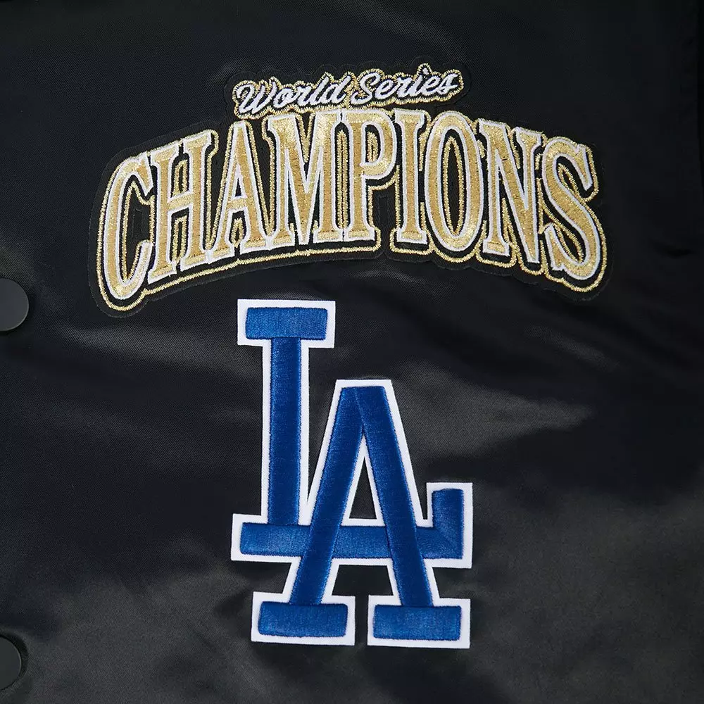 Pro Standard Men's MLB Los Angeles Dodgers World Series 2025 Pro Satin YD Rib Jacket - BLACK/BLUE