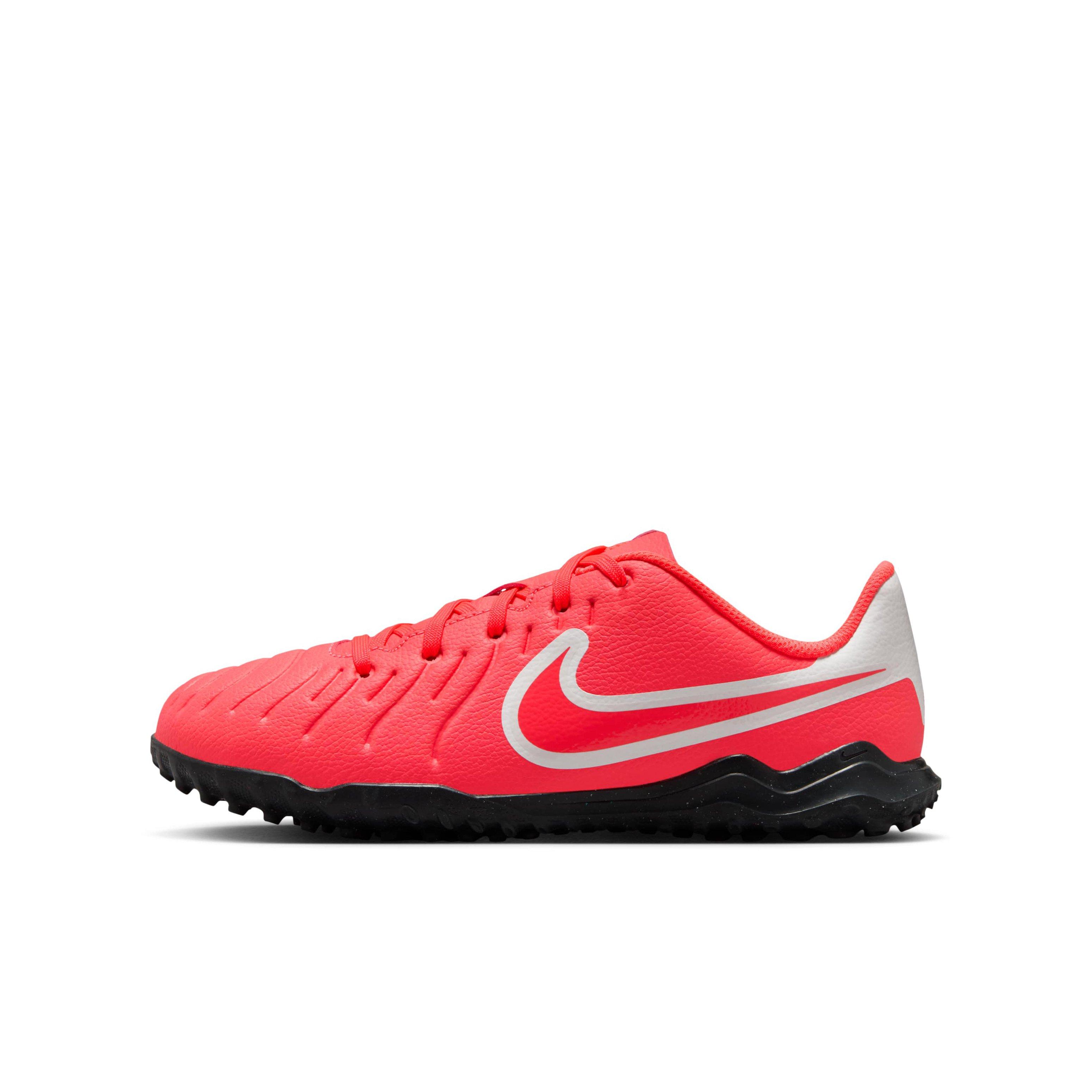 Nike Jr. Tiempo Legend 10 Club Turf Grade School Kids' "Hot Lava/White" Soccer Shoe