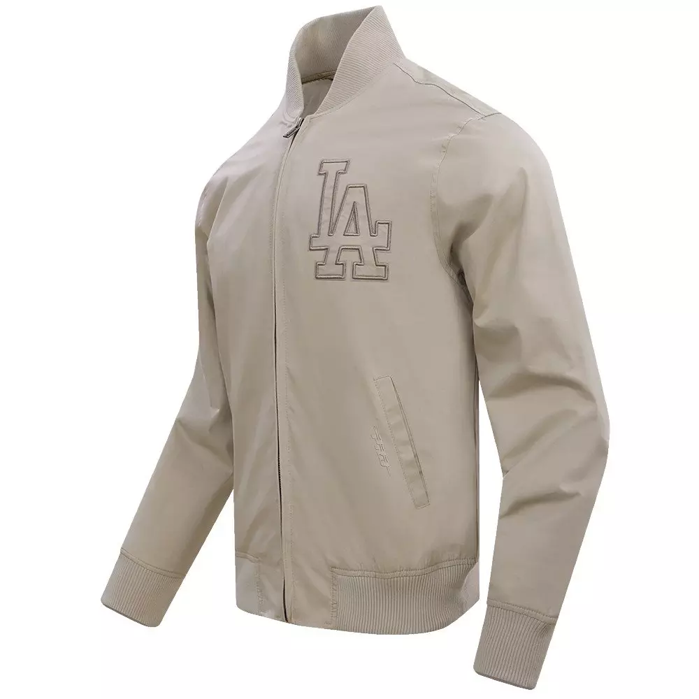 Pro Standard Men's MLB Los Angeles Dodgers Neutral Twill Jacket - Taupe - TAUPE
