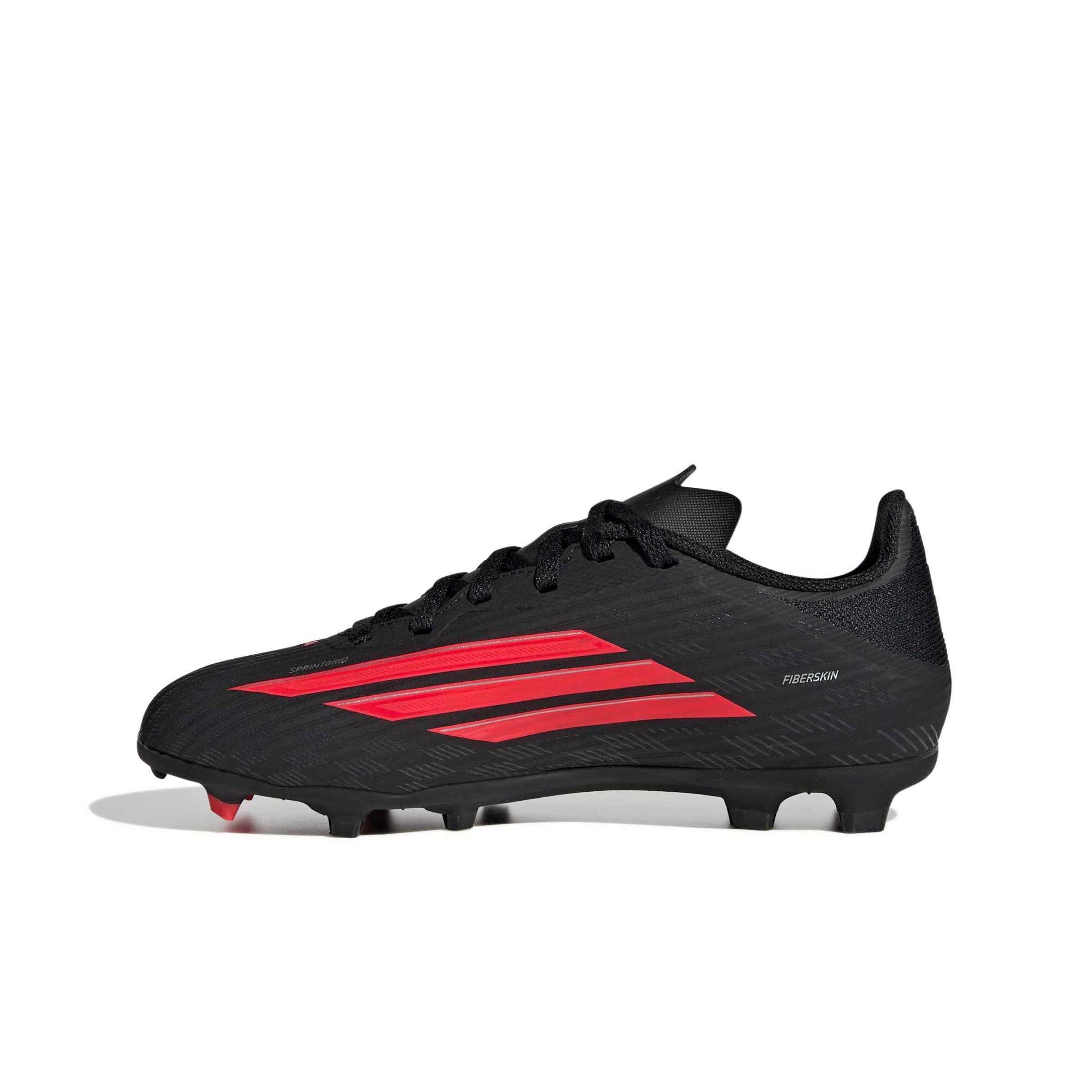 adidas F50 League FG "Core Black/Lucid Red/Core Black" Grade School Kids' Soccer Cleat - BLACK/RED/BLACK Thumbnail View 2