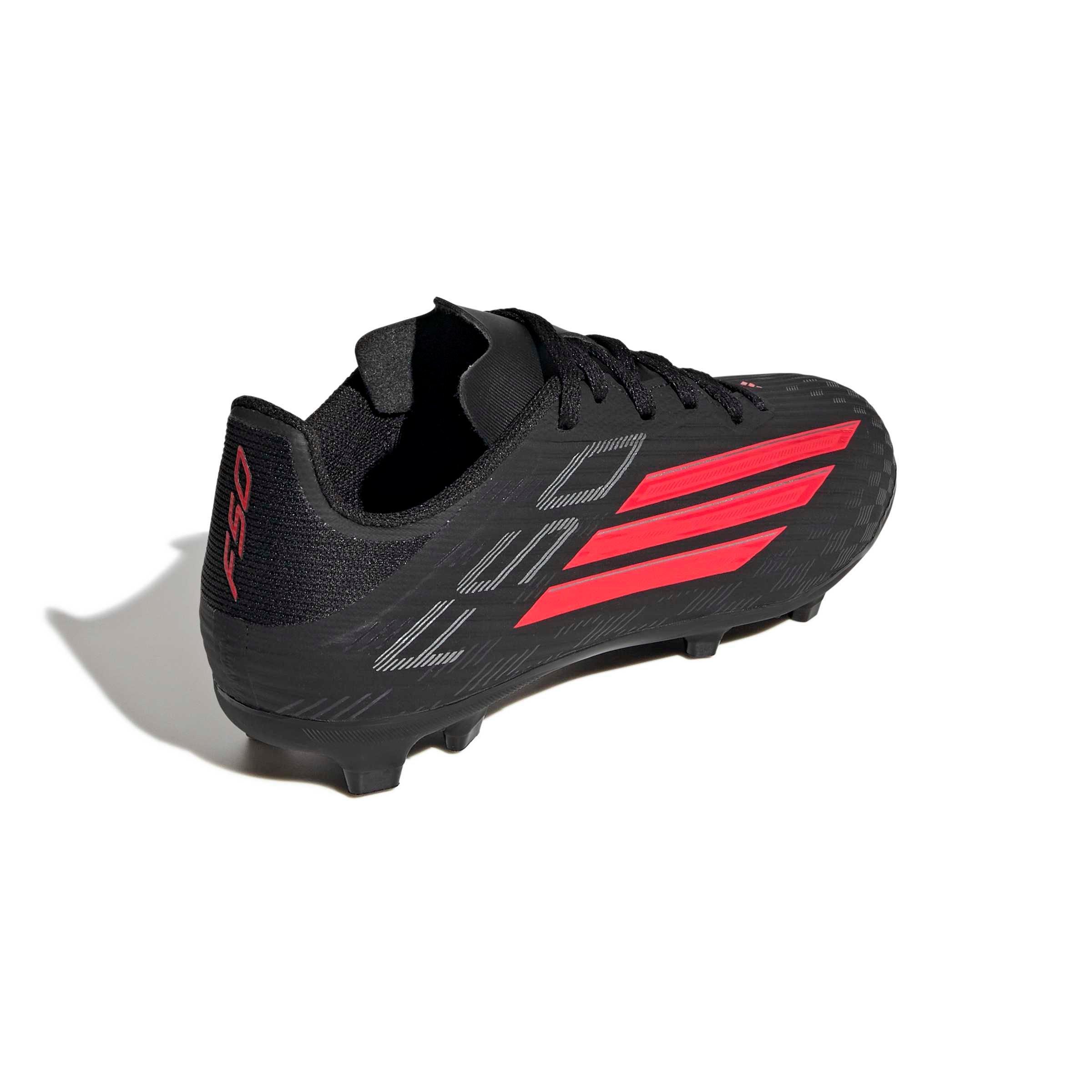 adidas F50 League FG "Core Black/Lucid Red/Core Black" Grade School Kids' Soccer Cleat - BLACK/RED/BLACK Thumbnail View 4