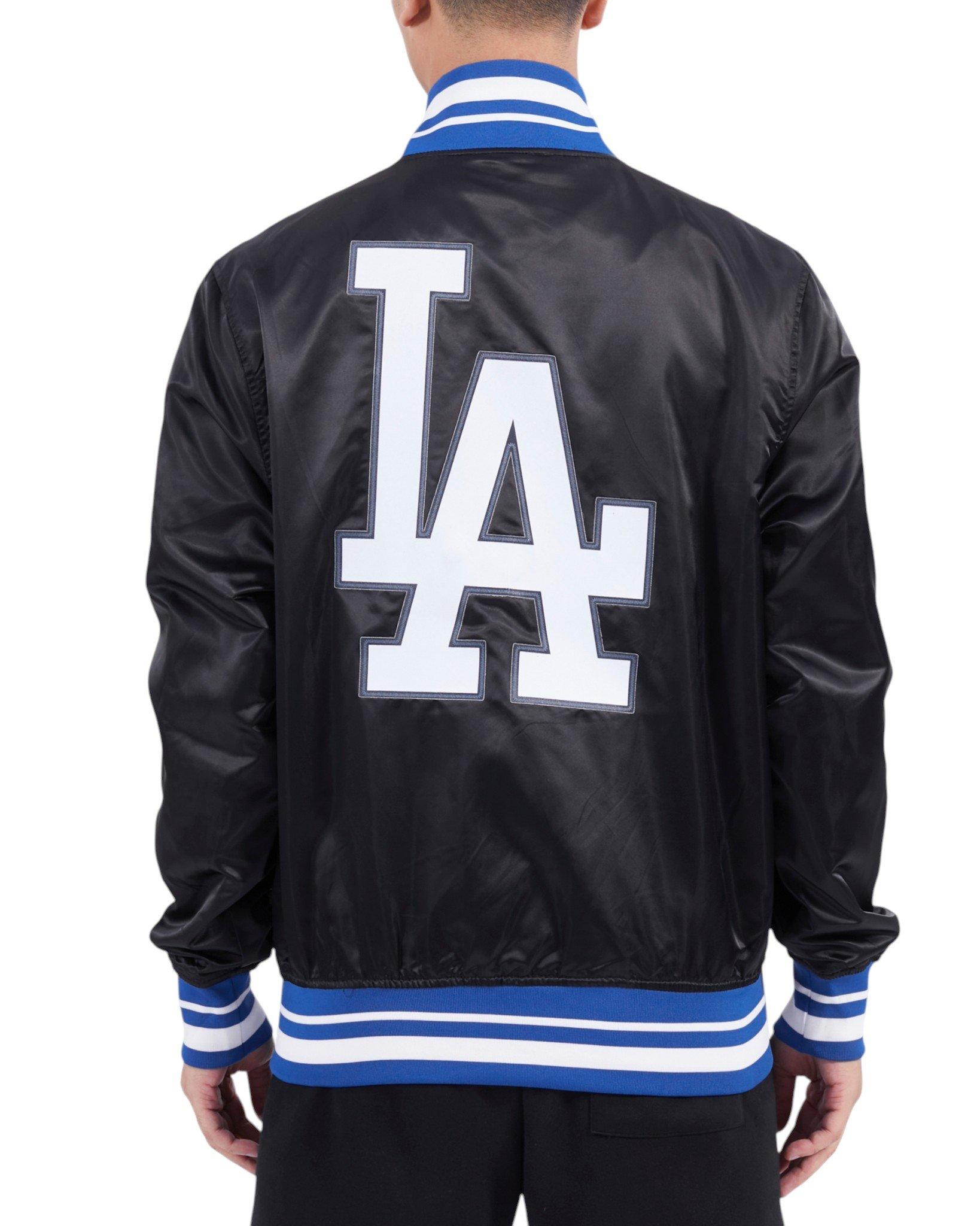 Pro Standard Men's MLB Los Angeles Dodgers Script Tail Satin Jacket - Black/Blue - BLACK/BLUE