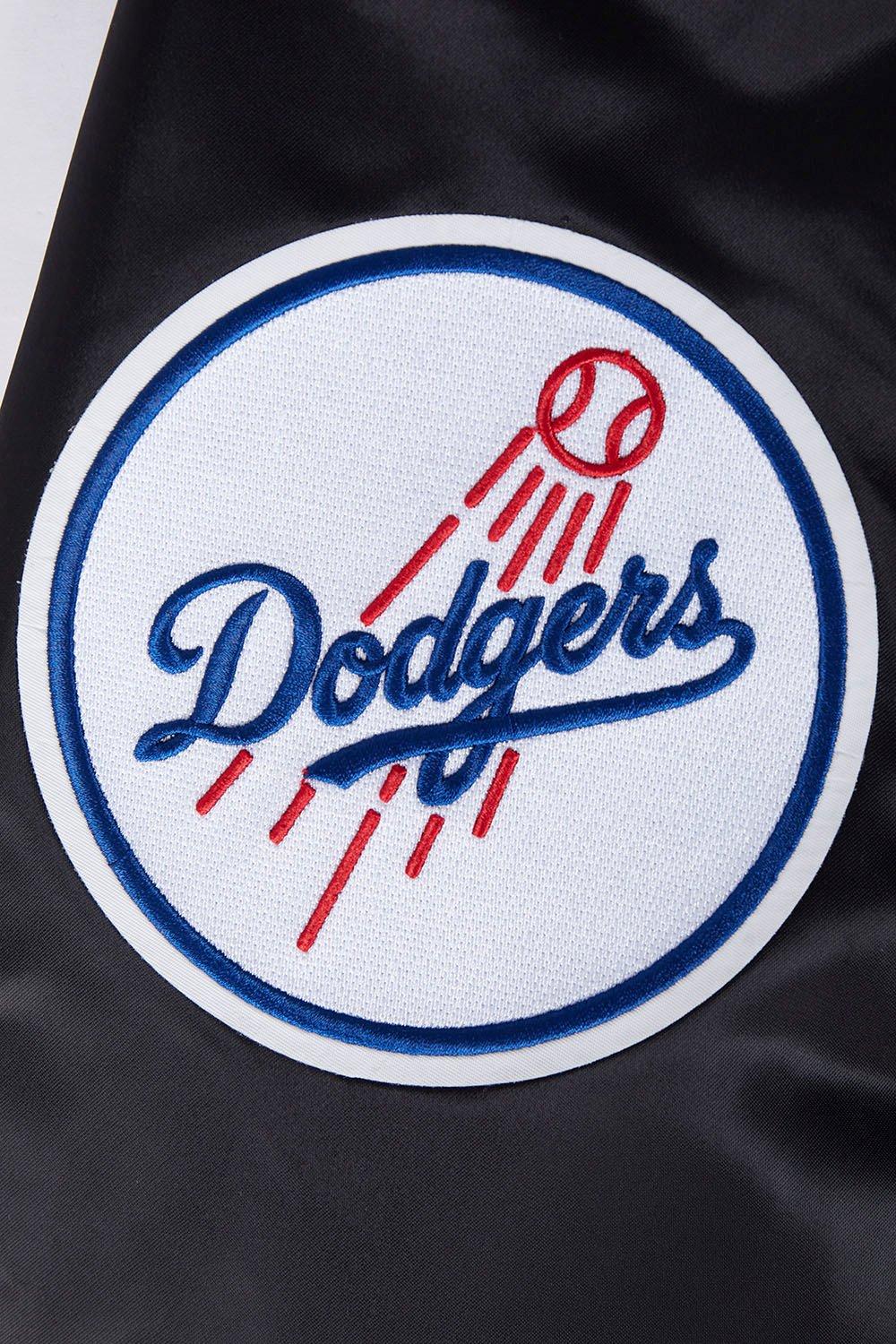 Pro Standard Men's MLB Los Angeles Dodgers Script Tail Satin Jacket - Black/Blue - BLACK/BLUE