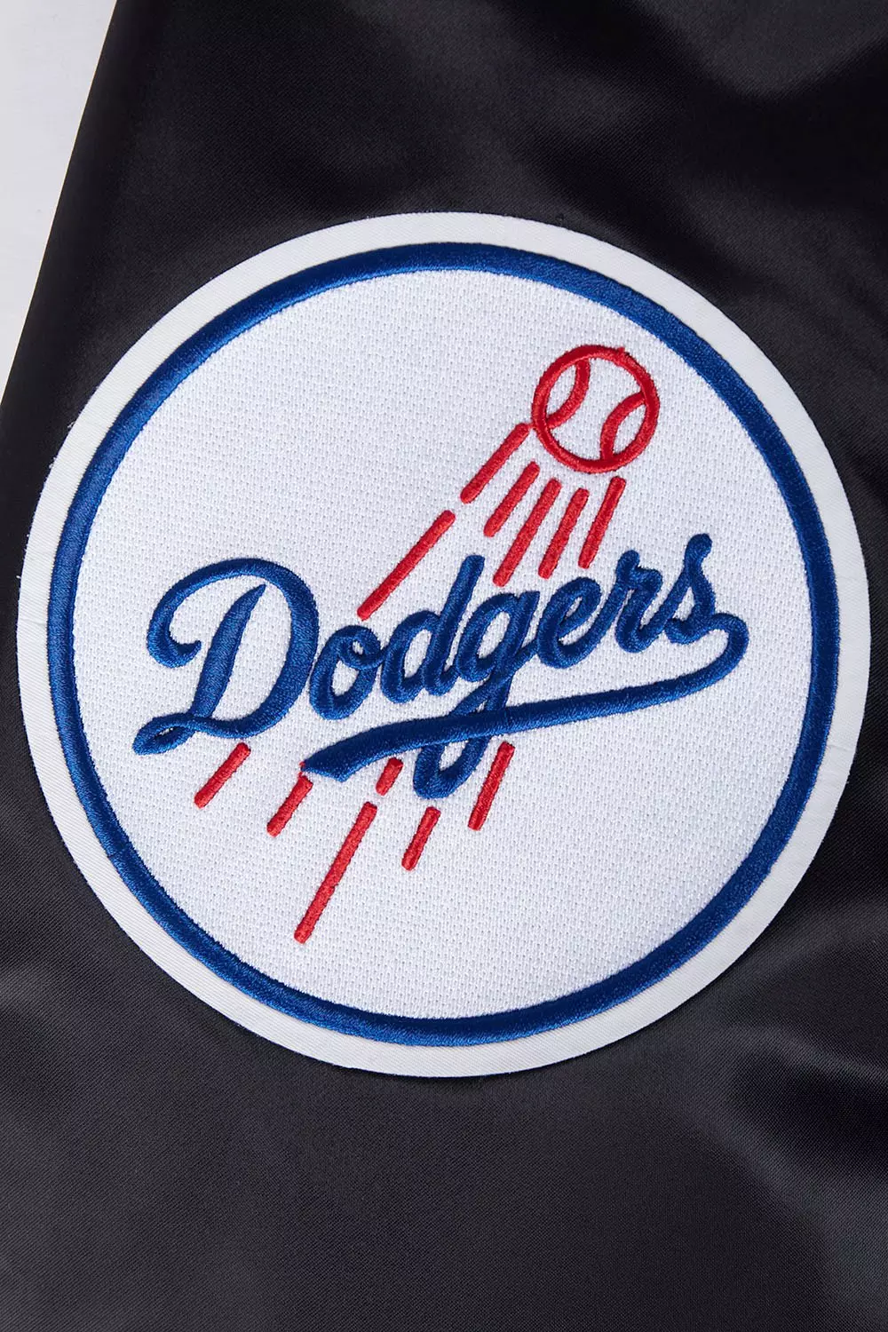 Pro Standard Men's MLB Los Angeles Dodgers Script Tail Satin Jacket - Black/Blue - BLACK/BLUE