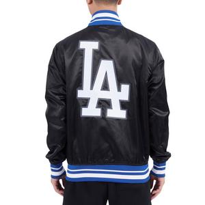 Pro Standard Men's MLB Los Angeles Dodgers Script Tail Satin Jacket - Black/Blue - BLACK/BLUE