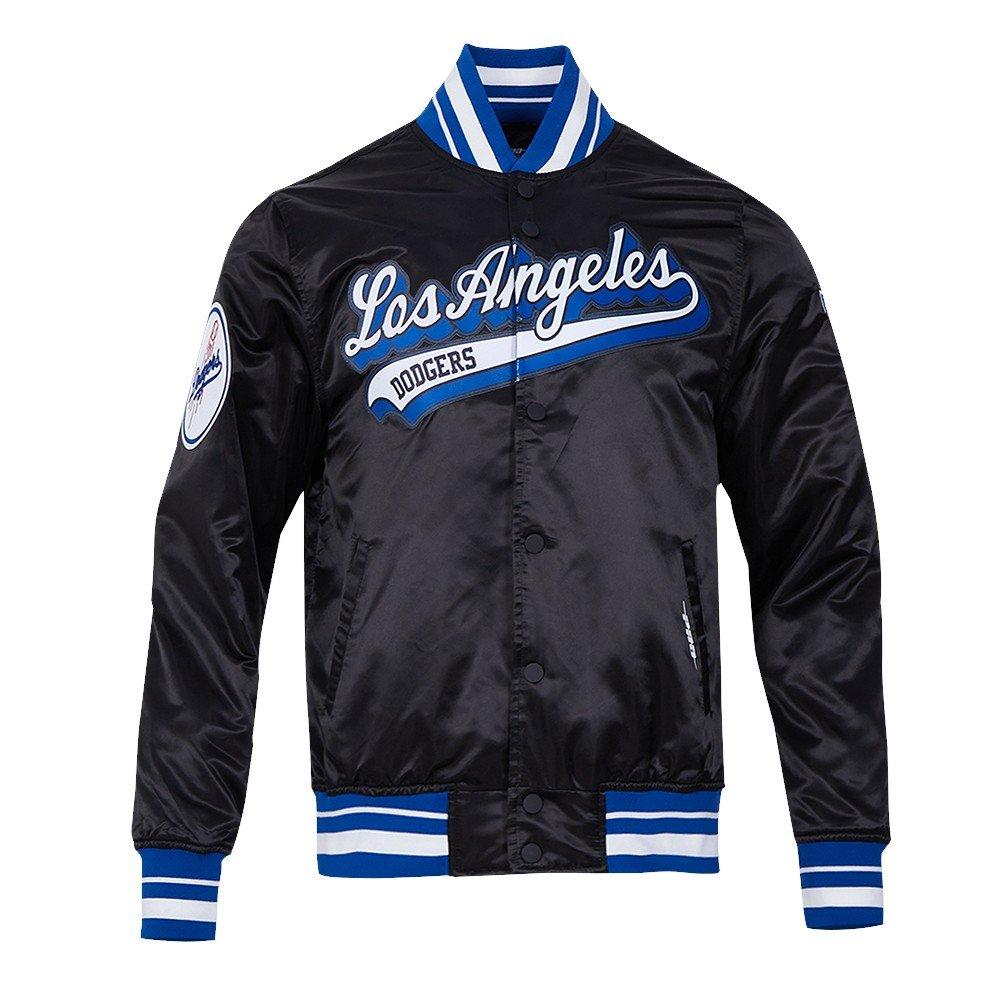 Pro Standard Men's MLB Los Angeles Dodgers Script Tail Satin Jacket - Black/Blue - BLACK/BLUE