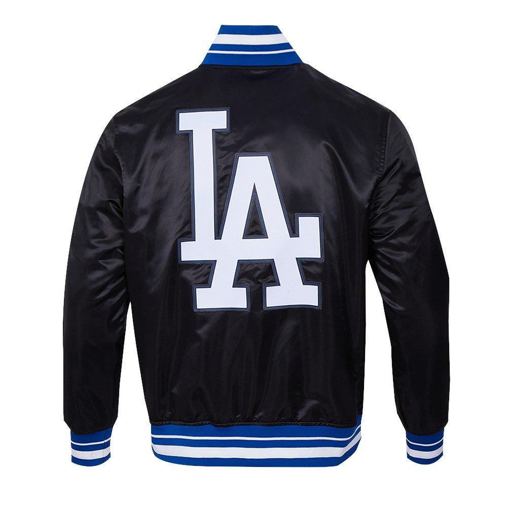 Pro Standard Men's MLB Los Angeles Dodgers Script Tail Satin Jacket - Black/Blue - BLACK/BLUE