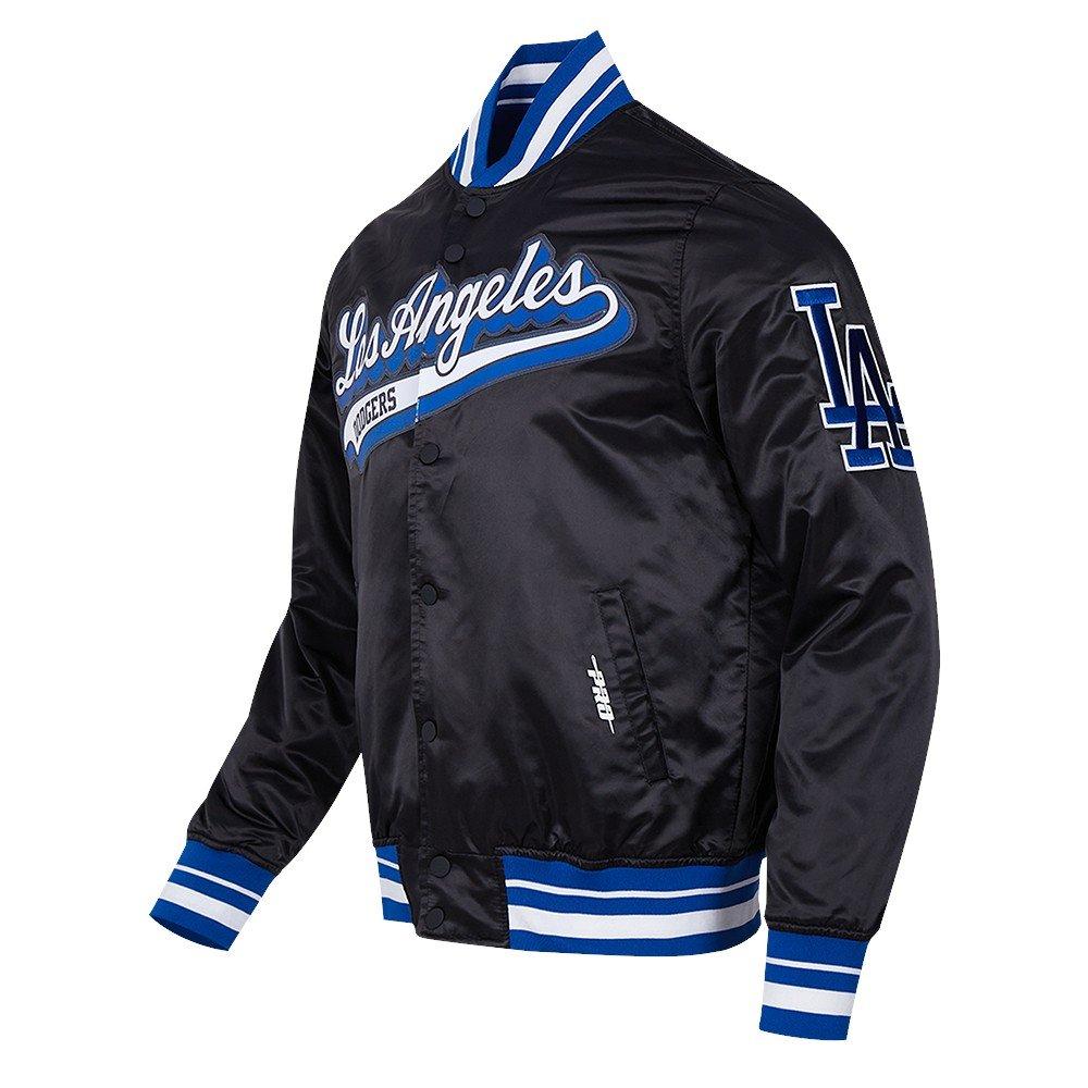 Pro Standard Men's MLB Los Angeles Dodgers Script Tail Satin Jacket - Black/Blue - BLACK/BLUE