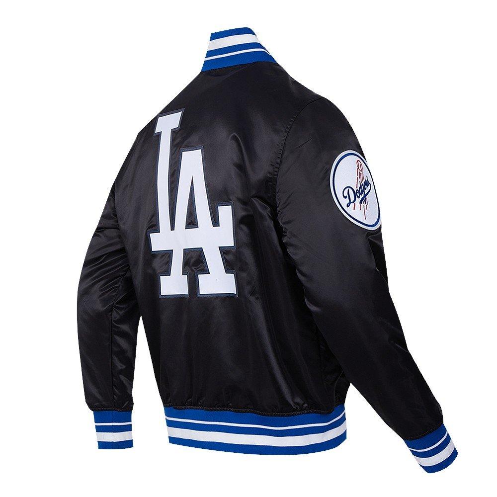 Pro Standard Men's MLB Los Angeles Dodgers Script Tail Satin Jacket - Black/Blue - BLACK/BLUE