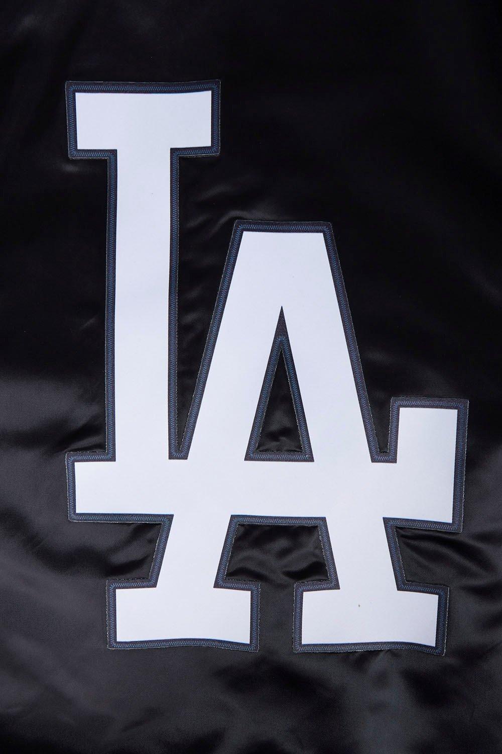 Pro Standard Men's MLB Los Angeles Dodgers Script Tail Satin Jacket - Black/Blue - BLACK/BLUE