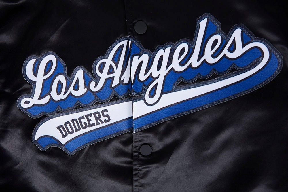 Pro Standard Men's MLB Los Angeles Dodgers Script Tail Satin Jacket - Black/Blue - BLACK/BLUE