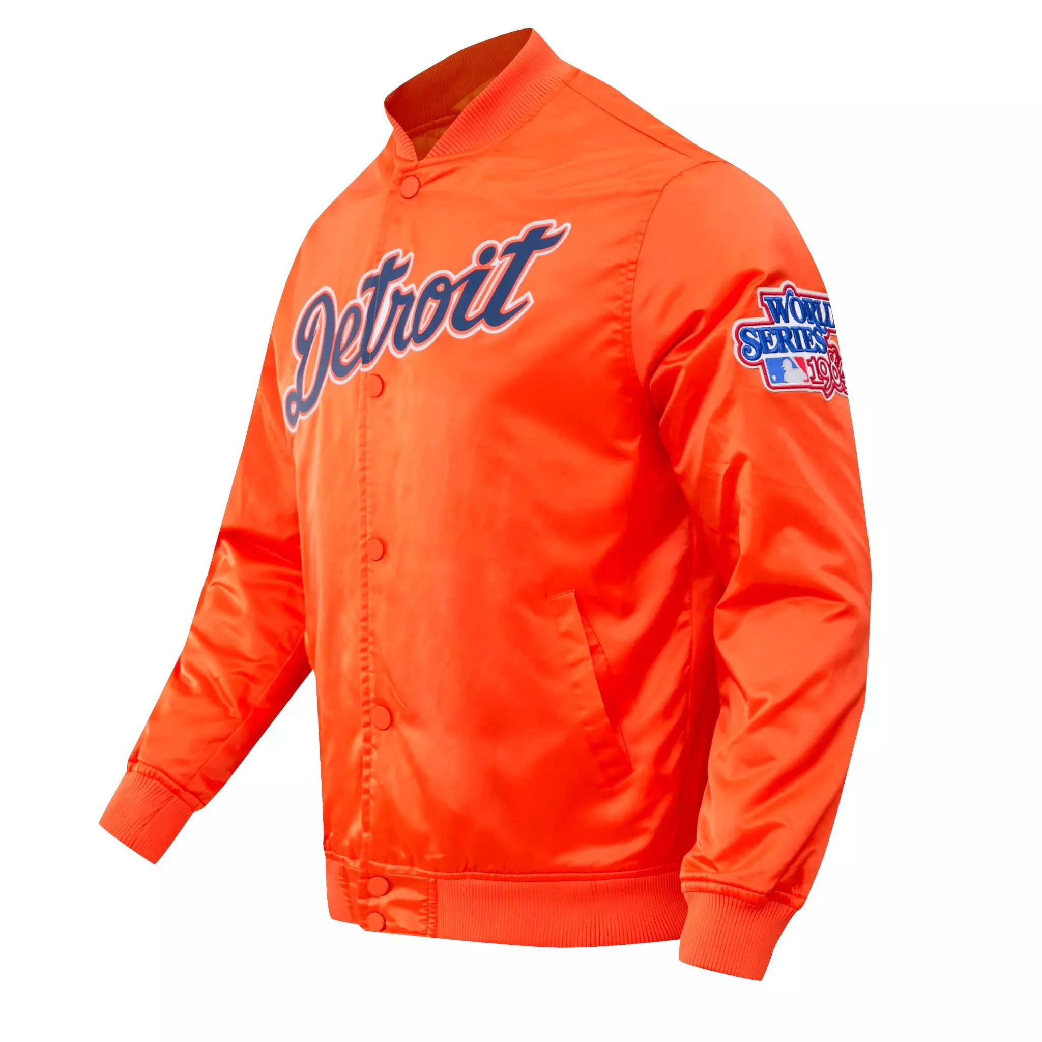 Pro Standard Men's MLB Detroit Tigers Big Logo World Series Satin Jacket - Orange - ORANGE