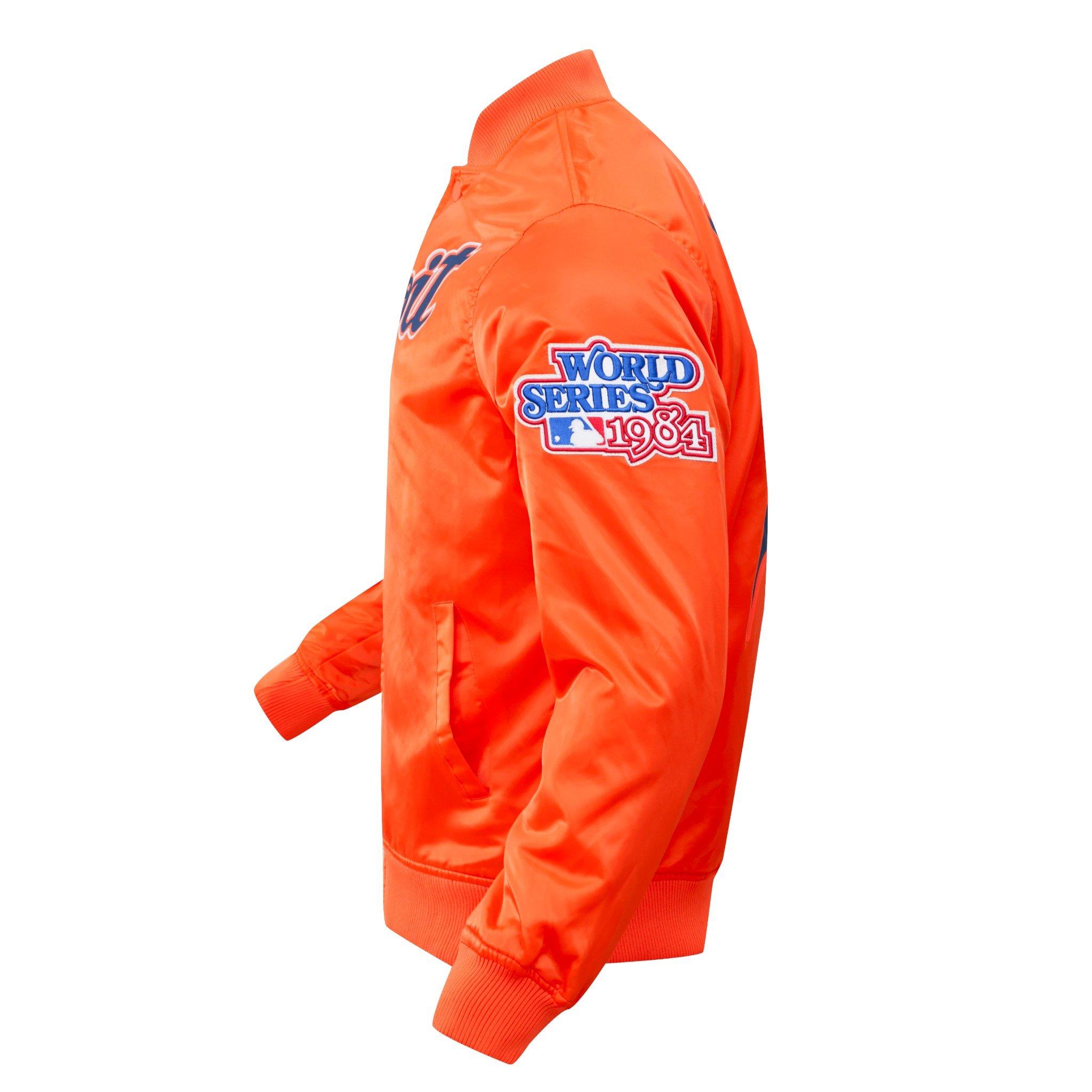 Pro Standard Men's MLB Detroit Tigers Big Logo World Series Satin Jacket - Orange - ORANGE