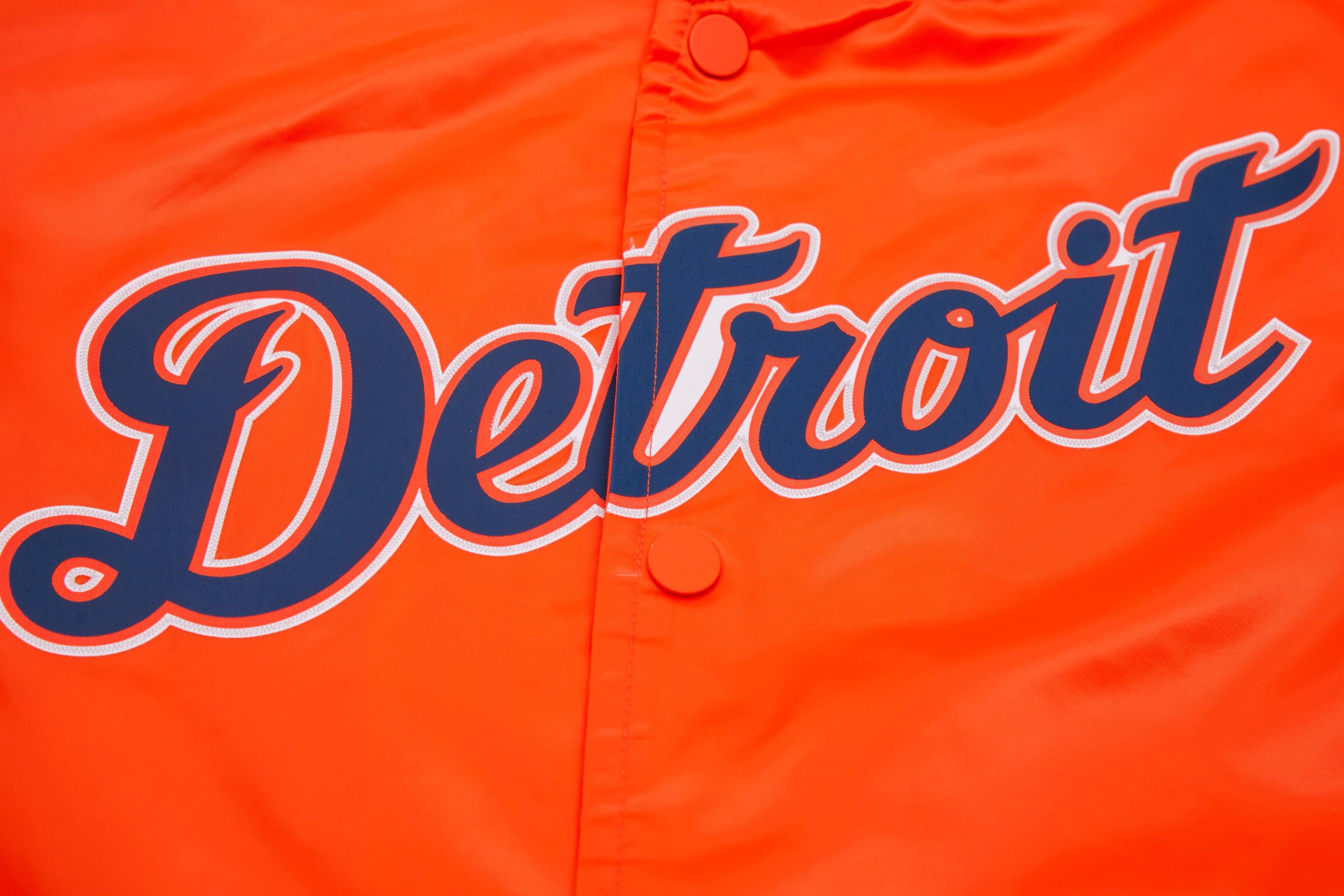 Pro Standard Men's MLB Detroit Tigers Big Logo World Series Satin Jacket - Orange - ORANGE