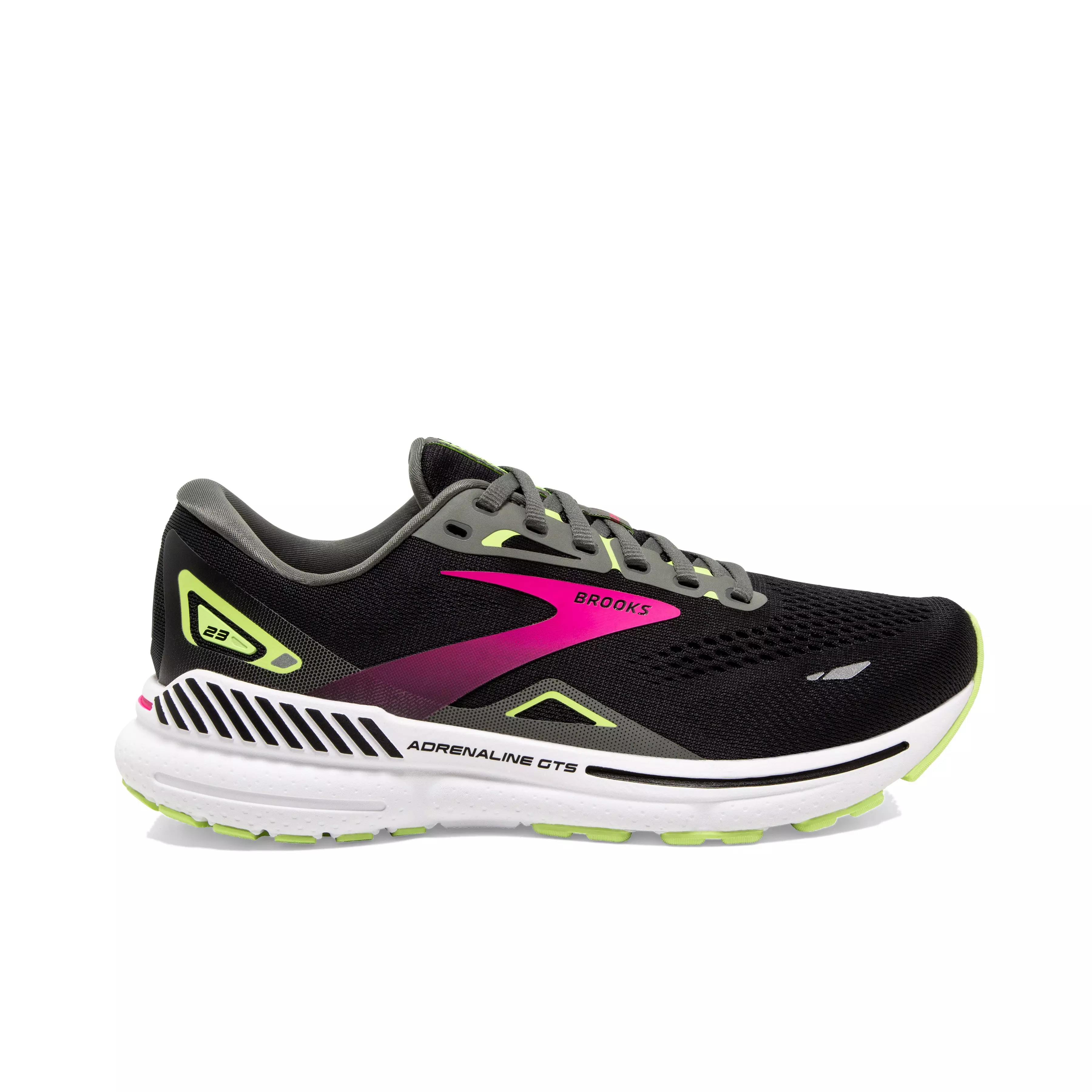 Brooks Adrenaline GTS 23 "Black/Green/Pink" Women's Wide Running Shoe - BLACK/GREEN/PINK