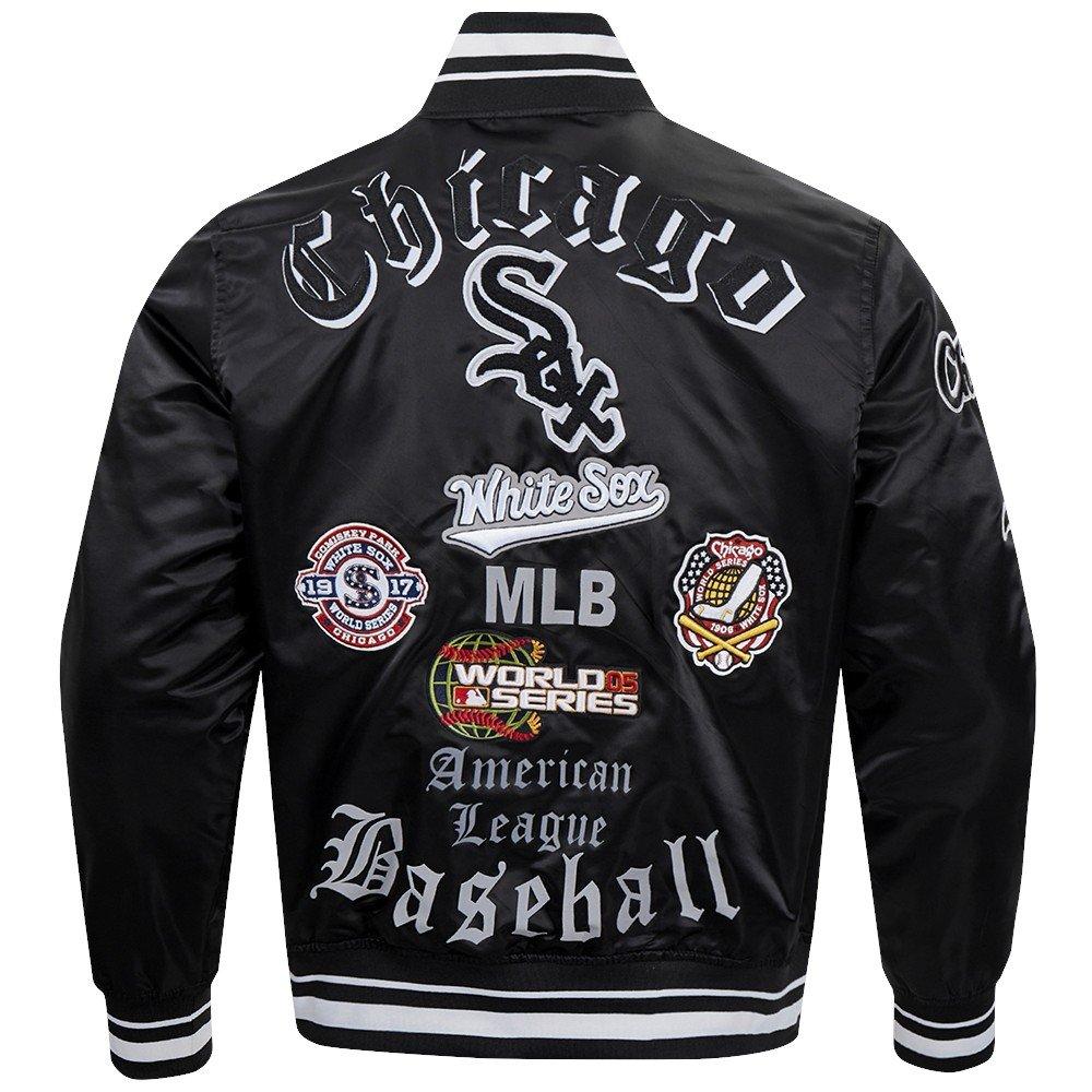 Pro Standard Men's MLB Chicago White Sox Old English Satin Jacket - Black - BLACK