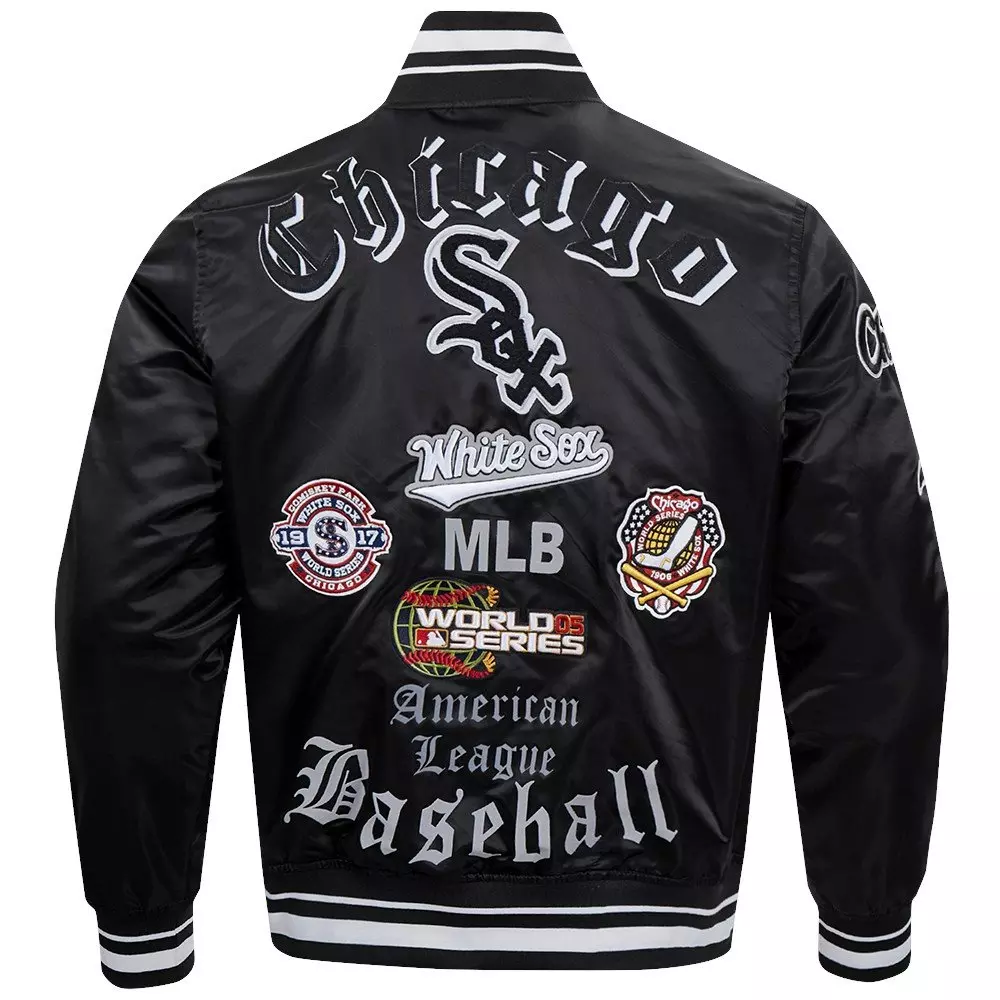 Pro Standard Men's MLB Chicago White Sox Old English Satin Jacket - Black - BLACK