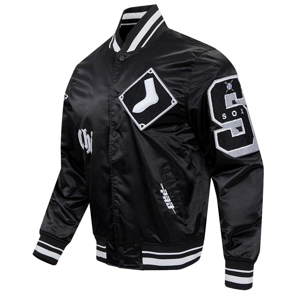 Pro Standard Men's MLB Chicago White Sox Old English Satin Jacket - Black - BLACK
