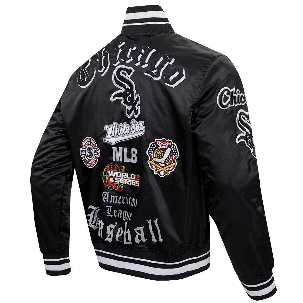 Pro Standard Men's MLB Chicago White Sox Old English Satin Jacket - Black - BLACK