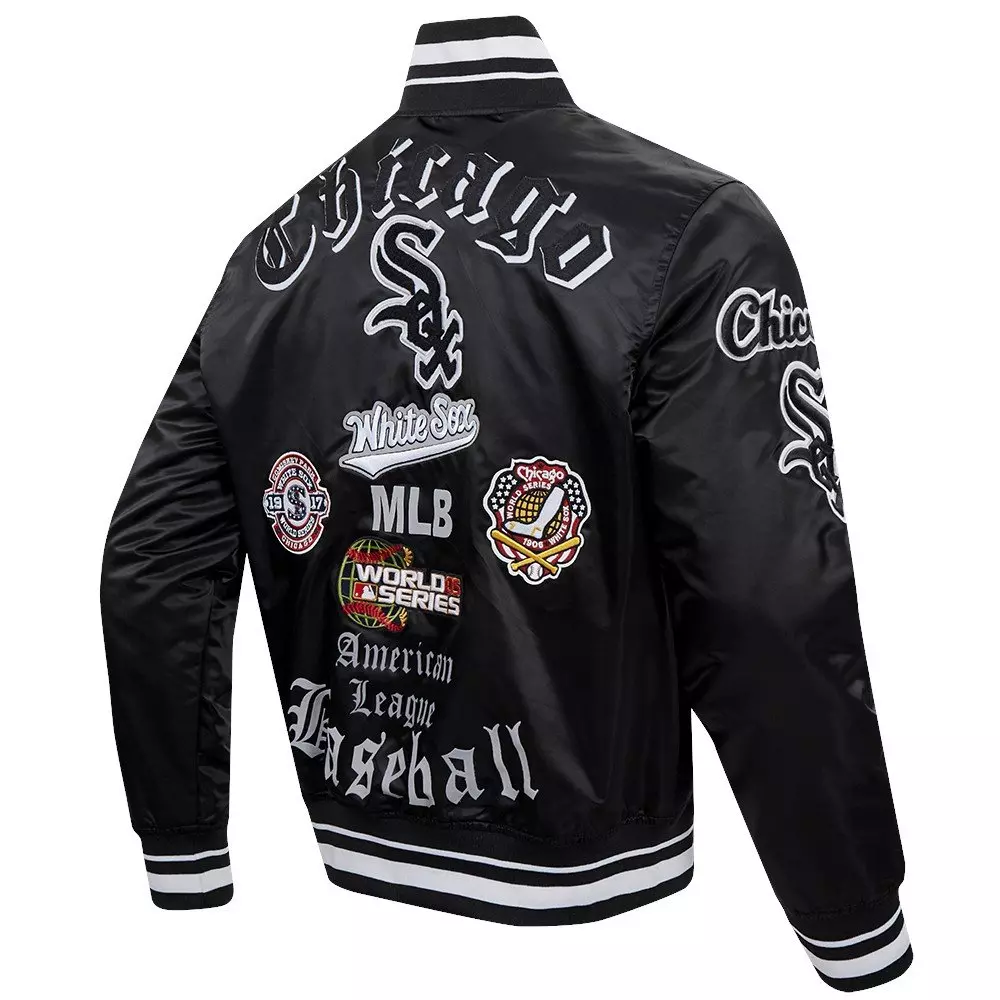 Pro Standard Men's MLB Chicago White Sox Old English Satin Jacket - Black - BLACK