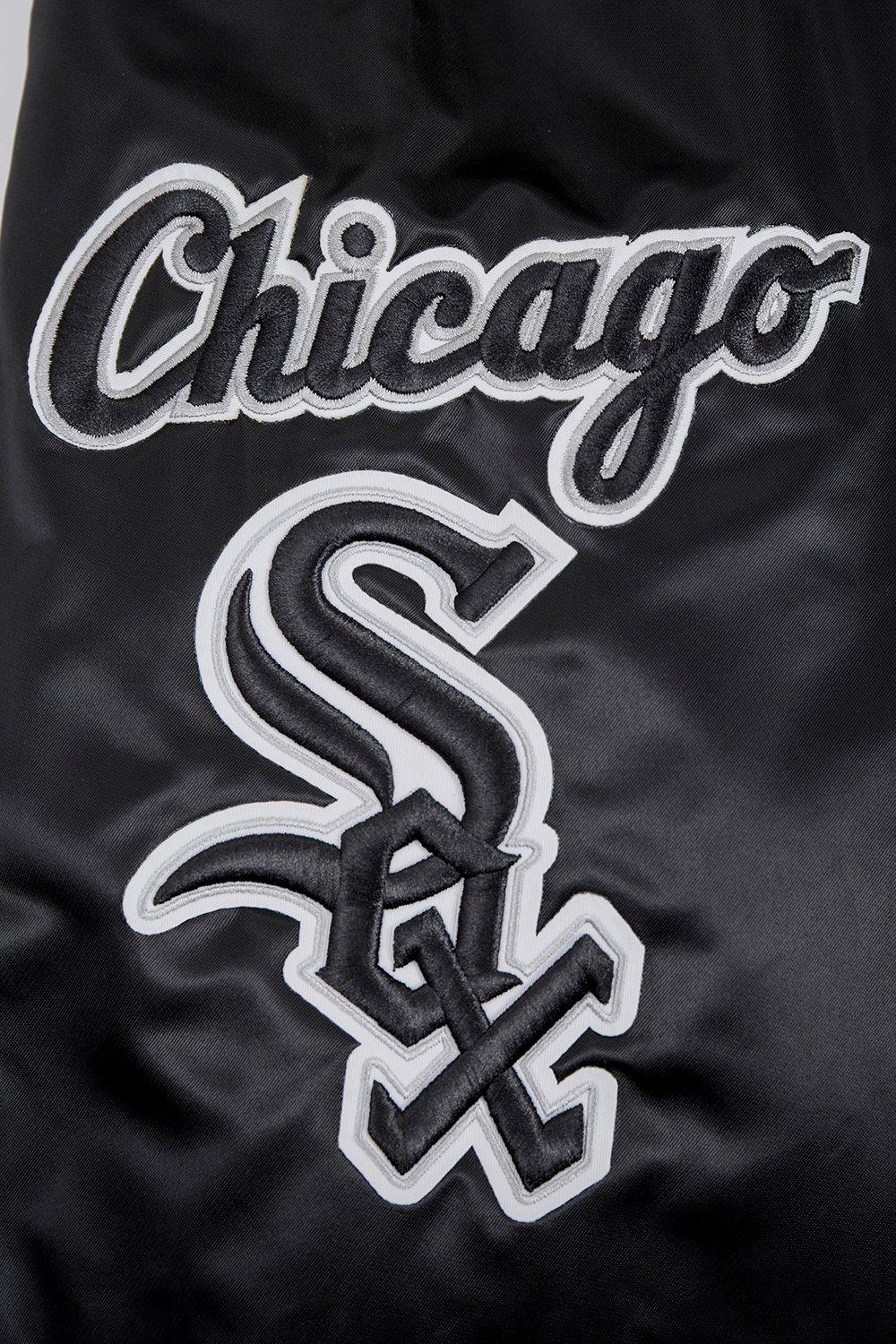 Pro Standard Men's MLB Chicago White Sox Old English Satin Jacket - Black - BLACK