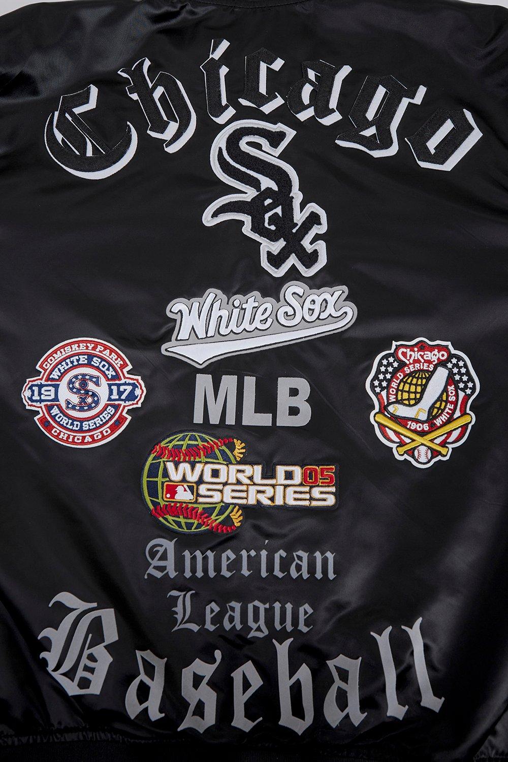 Pro Standard Men's MLB Chicago White Sox Old English Satin Jacket - Black - BLACK