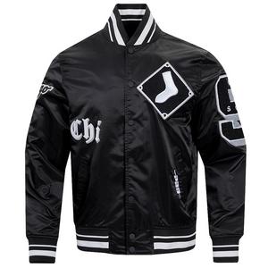 Pro Standard Men's MLB Chicago White Sox Old English Satin Jacket - Black - BLACK