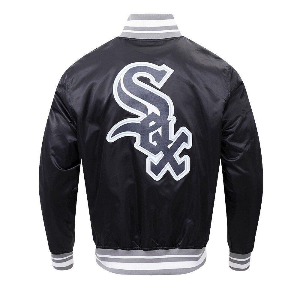 Pro Standard Men's MLB Chicago White Sox Script Tail Satin Jacket - Black/Grey - BLACK/GREY