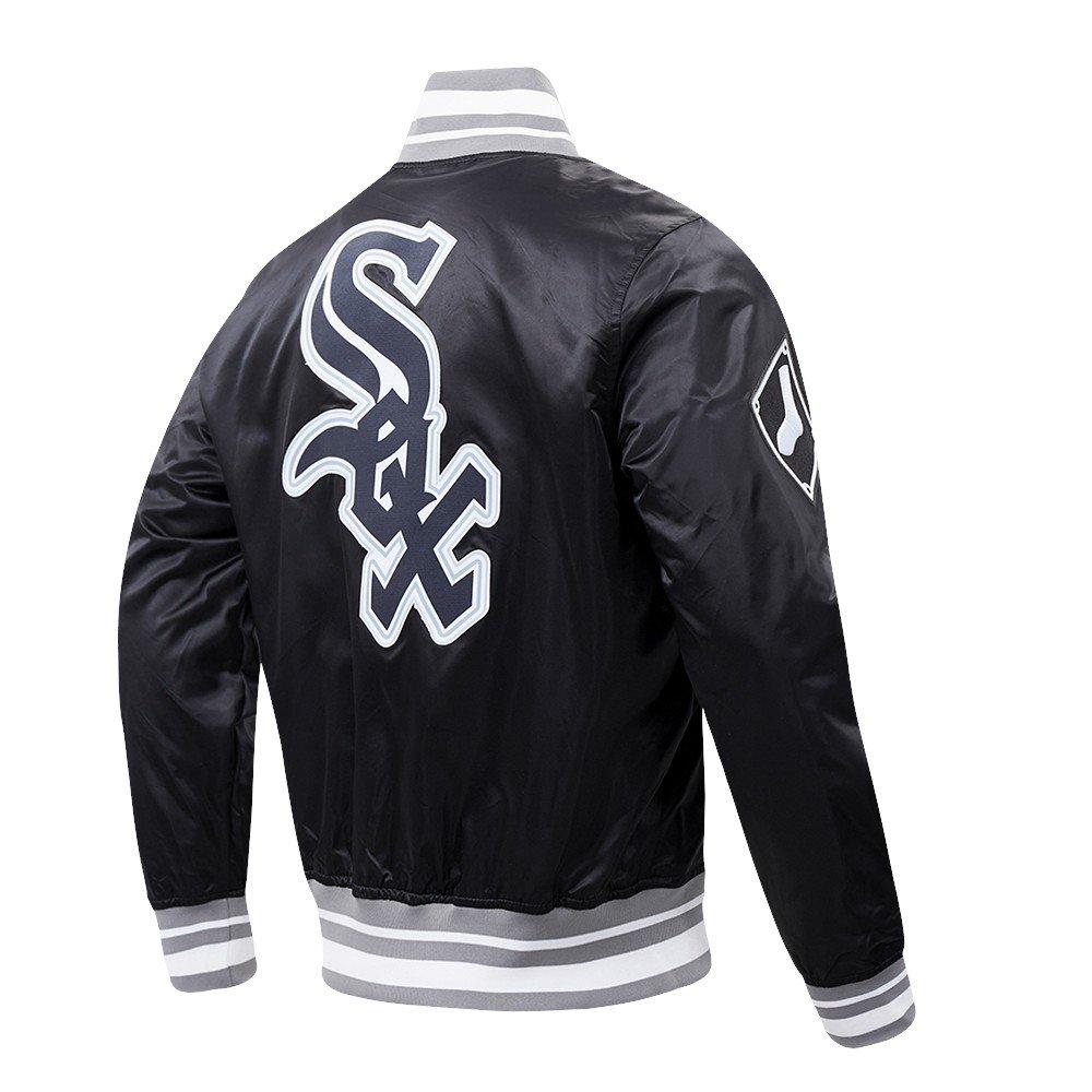 Pro Standard Men's MLB Chicago White Sox Script Tail Satin Jacket - Black/Grey - BLACK/GREY