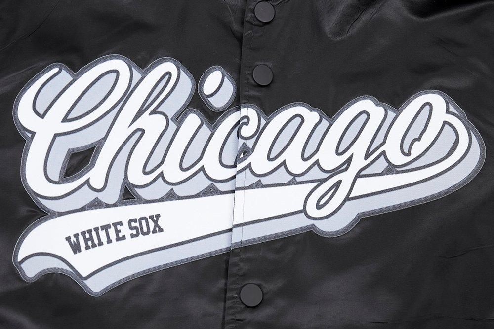 Pro Standard Men's MLB Chicago White Sox Script Tail Satin Jacket - Black/Grey - BLACK/GREY