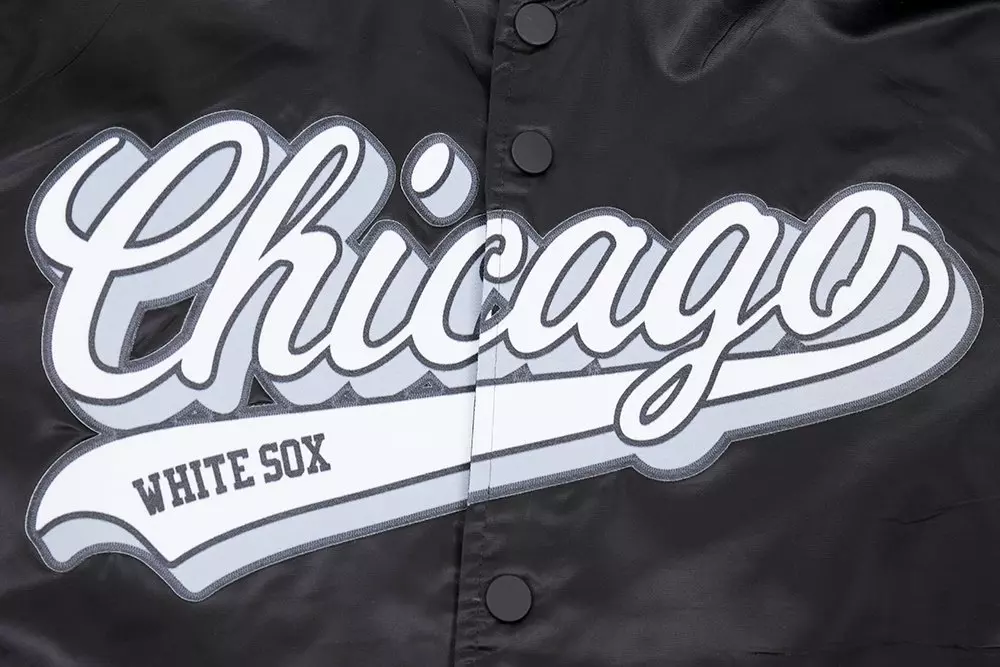 Pro Standard Men's MLB Chicago White Sox Script Tail Satin Jacket - Black/Grey - BLACK/GREY