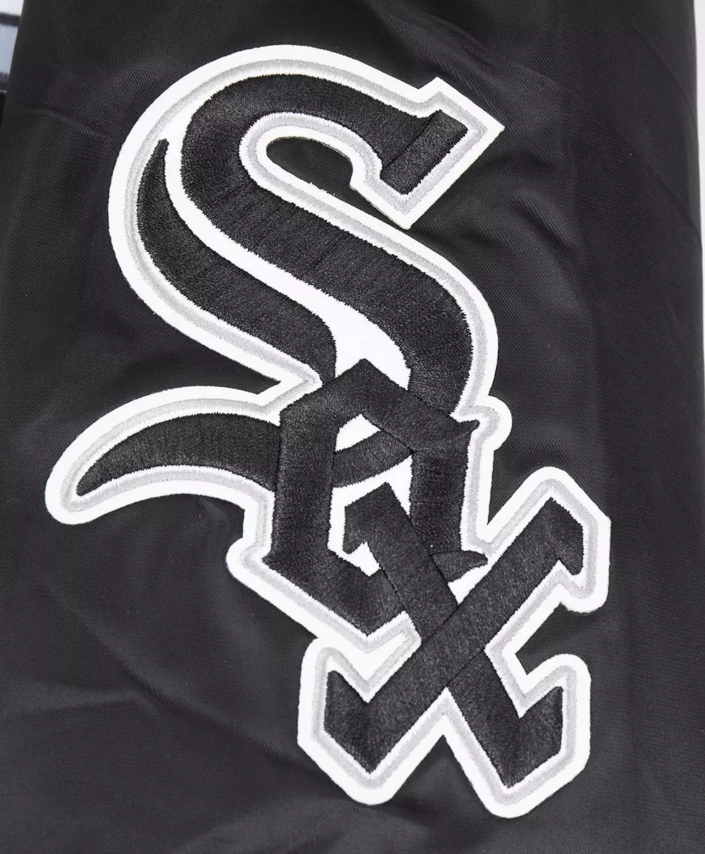 Pro Standard Men's MLB Chicago White Sox Script Tail Satin Jacket - Black/Grey - BLACK/GREY