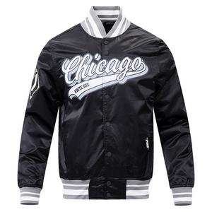 Pro Standard Men's MLB Chicago White Sox Script Tail Satin Jacket - Black/Grey - BLACK/GREY