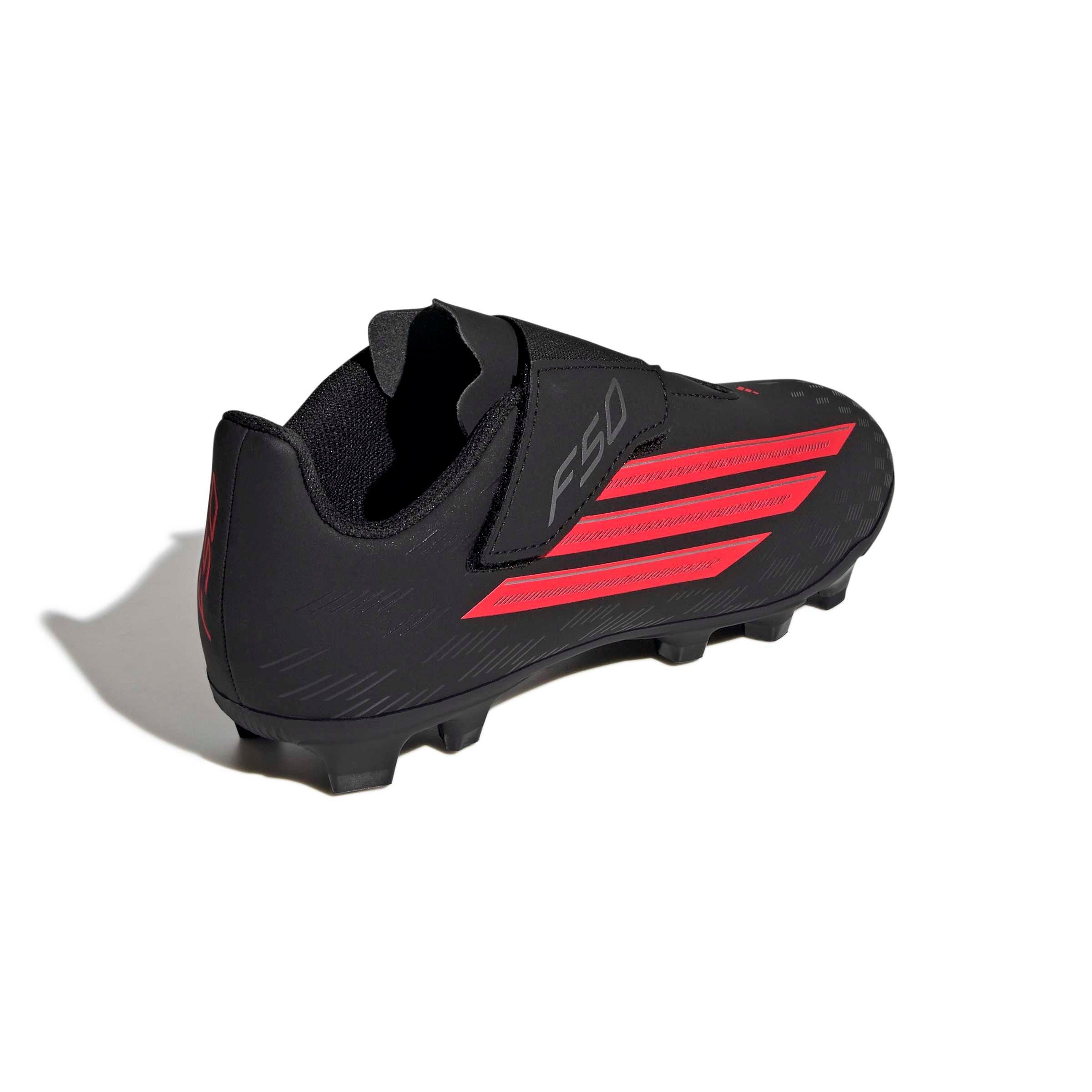 adidas F50 Club Velcro FG Grade School Kids' "Core Black/Lucid Red/Core Black" Soccer Cleat