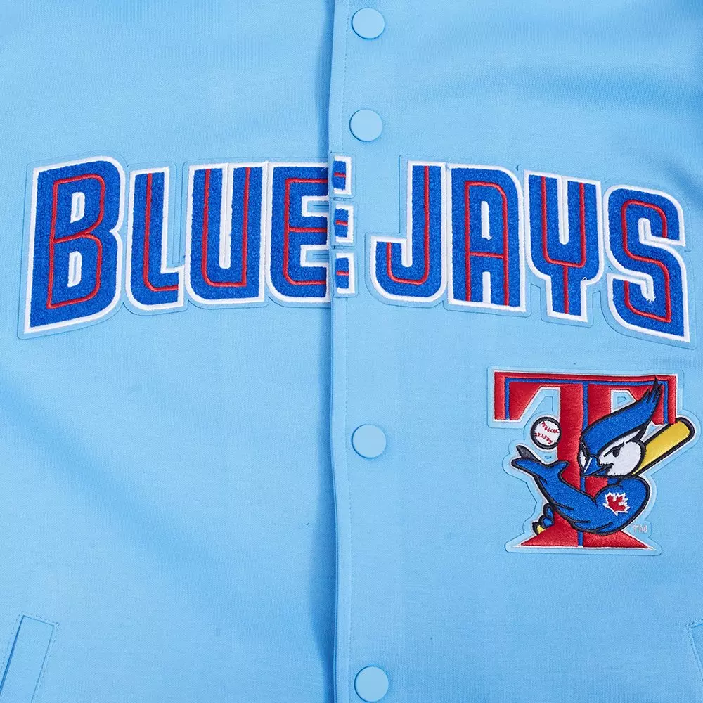 Pro Standard Men's MLB Toronto Blue Jays Cooperstown Logo Pro Game Day Double Knit Jacket - BLUE/ROYAL/RED