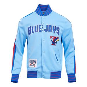 Pro Standard Men's MLB Toronto Blue Jays Cooperstown Logo Pro Game Day Double Knit Jacket - BLUE/ROYAL/RED