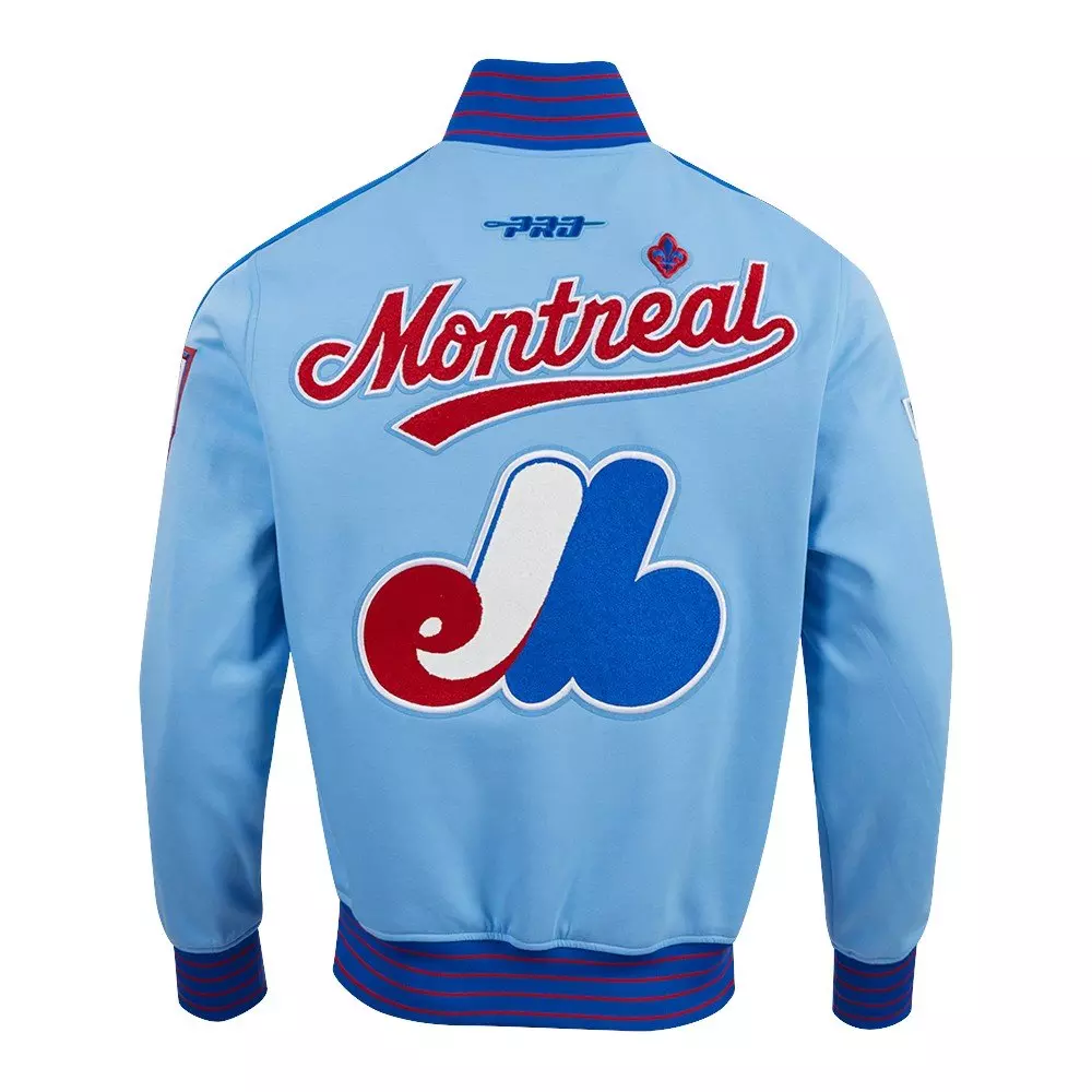 Pro Standard Men's MLB Montreal Expos Cooperstown Logo Pro Game Day Double Knit Jacket - BLUE/ROYAL/RED