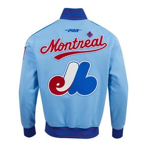 Pro Standard Men's MLB Montreal Expos Cooperstown Logo Pro Game Day Double Knit Jacket - BLUE/ROYAL/RED
