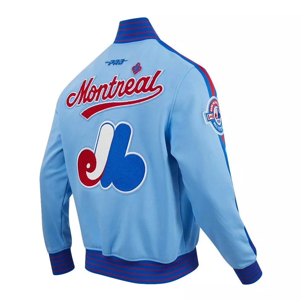 Pro Standard Men's MLB Montreal Expos Cooperstown Logo Pro Game Day Double Knit Jacket - BLUE/ROYAL/RED