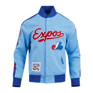 Pro Standard Men's MLB Montreal Expos Cooperstown Logo Pro Game Day Double Knit Jacket - BLUE/ROYAL/RED