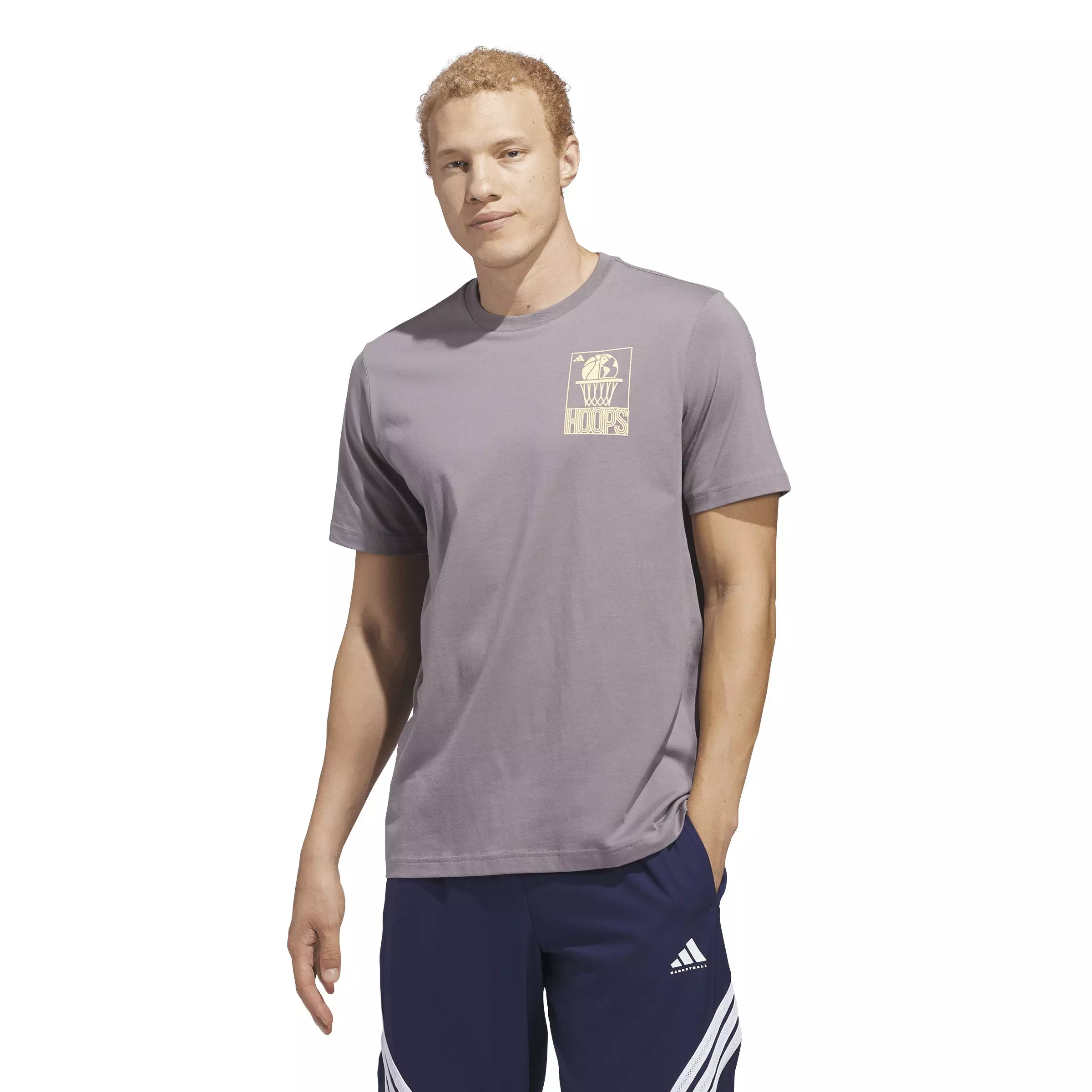 adidas Men's World Wide Hoops Graphic T-Shirt - Tan - TAN