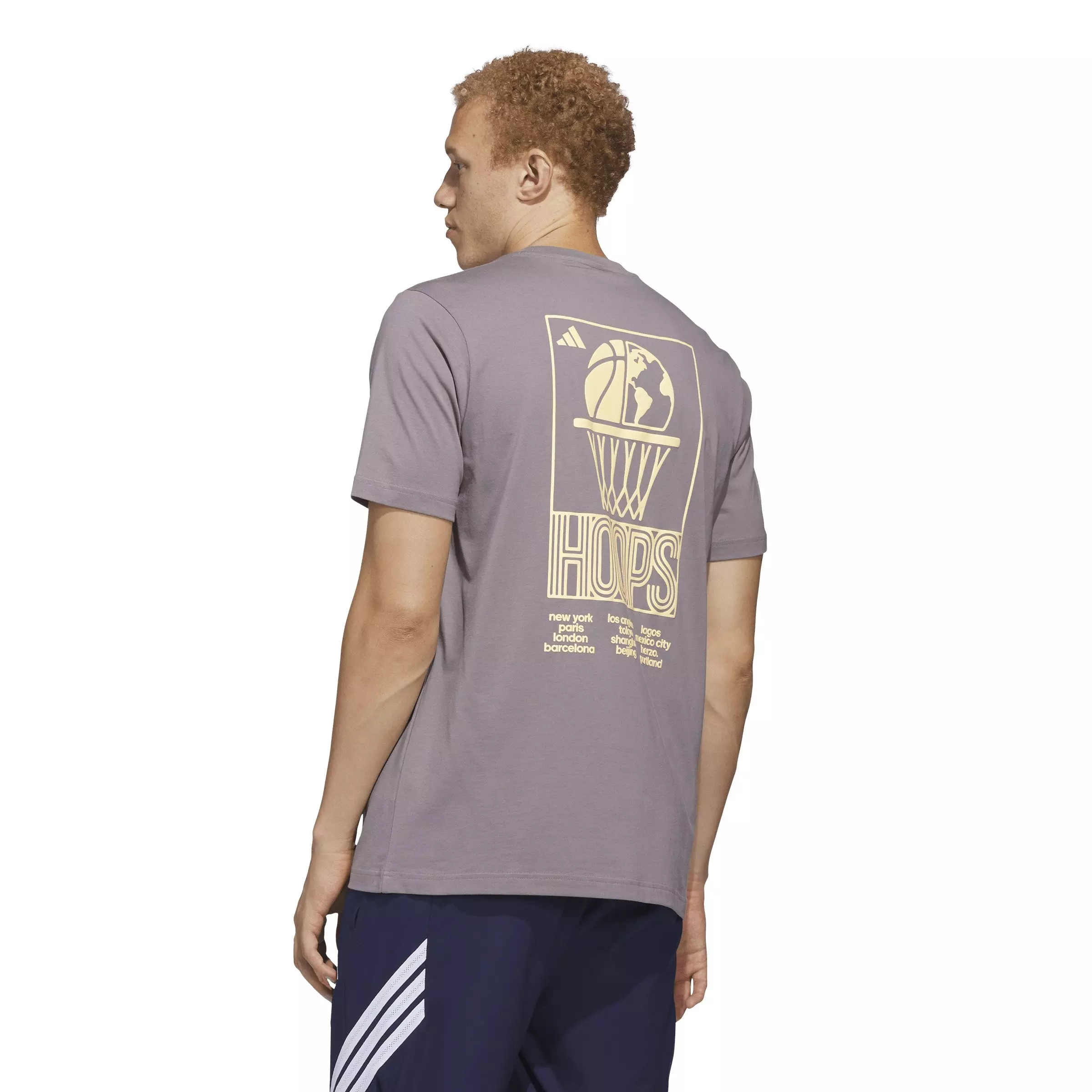 adidas Men's World Wide Hoops Graphic T-Shirt - Tan - TAN