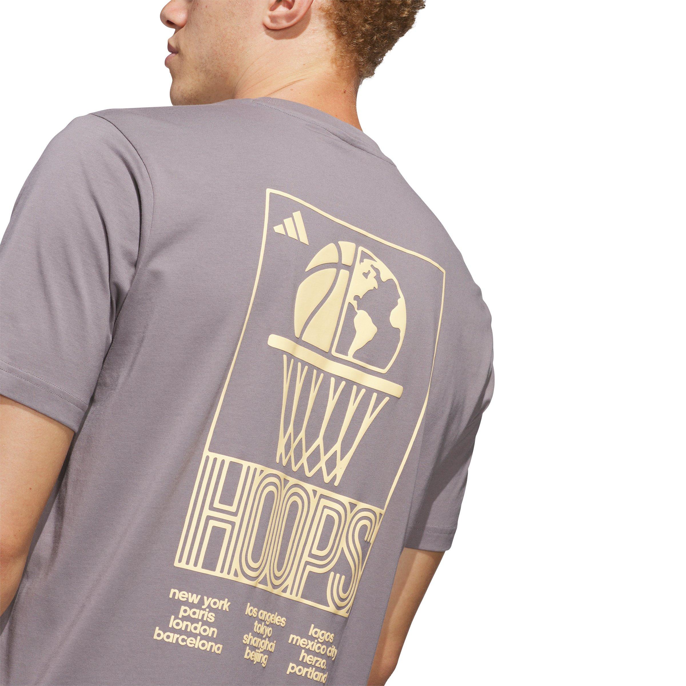 adidas Men's World Wide Hoops Graphic T-Shirt - Tan - TAN Thumbnail View 4