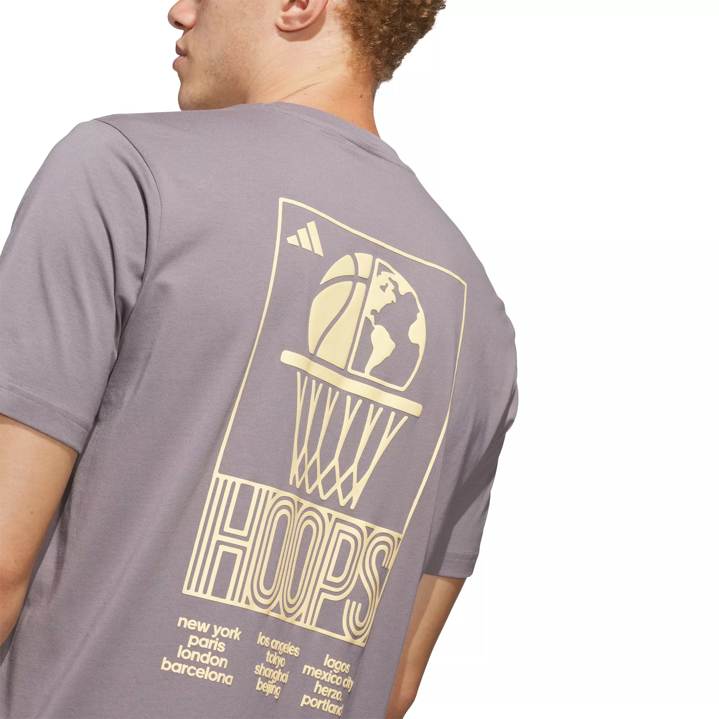 adidas Men's World Wide Hoops Graphic T-Shirt -Tan - TAN