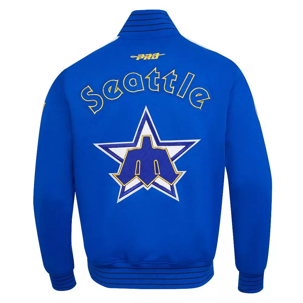Pro Standard Men's MLB Seattle Mariners Cooperstown Logo Pro Game Day Double Knit Jacket - ROYAL/WHITE