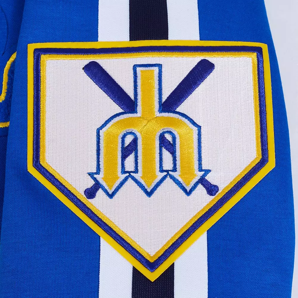 Pro Standard Men's MLB Seattle Mariners Cooperstown Logo Pro Game Day Double Knit Jacket - ROYAL/WHITE