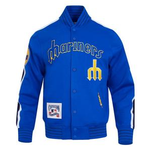 Pro Standard Men's MLB Seattle Mariners Cooperstown Logo Pro Game Day Double Knit Jacket - ROYAL/WHITE