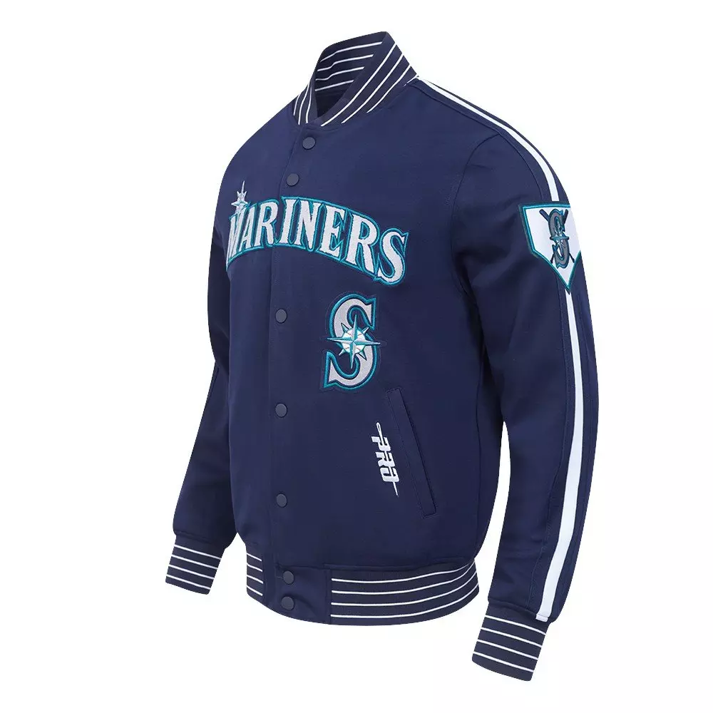 Pro Standard Men's MLB Seattle Mariners Current Logo Pro Game Day Double Knit Jacket - NAVY/WHITE